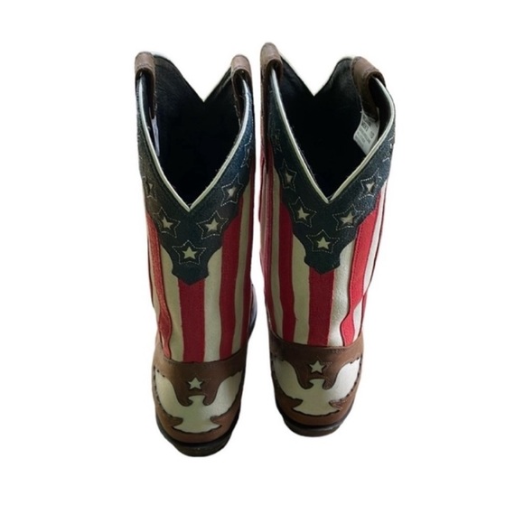 Rockin Country Western Patriotic American Flag Star Spangled Men’s Cowboy Boots - Picture 2 of 4
